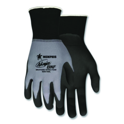 MCR Safety Ninja Nitrile Coating Nylon/spandex Gloves, Black/gray, Large, Dozen (CRWN96790L) CRWN96790L