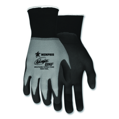 MCR Safety Ninja Nitrile Coating Nylon/spandex Gloves, Black/gray, Medium, Dozen (CRWN96790M) CRWN96790M