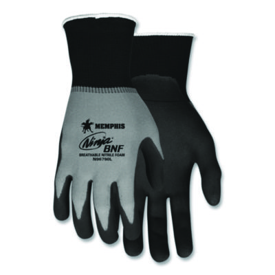 MCR Safety Ninja Nitrile Coating Nylon/spandex Gloves, Black/gray, Small, Dozen (CRWN96790S) CRWN96790S