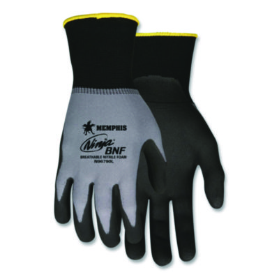 MCR Safety Ninja Nitrile Coating Nylon/spandex Gloves, Black/gray, X-Large, Dozen (CRWN96790XL) CRWN96790XL