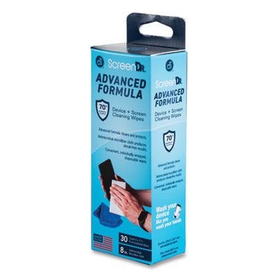 ScreenDr Device and Screen Cleaning Wipes, Includes 30 Individually Wrapped Wipes and 8