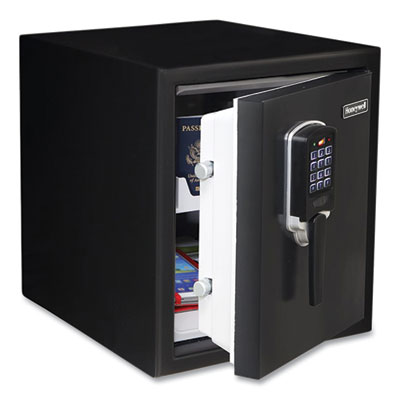 Digital Security Steel Fire and Waterproof Safe with Keypad and Key Lock, 14.6 x 20.2 x 17.7, 0.9 cu ft, Black