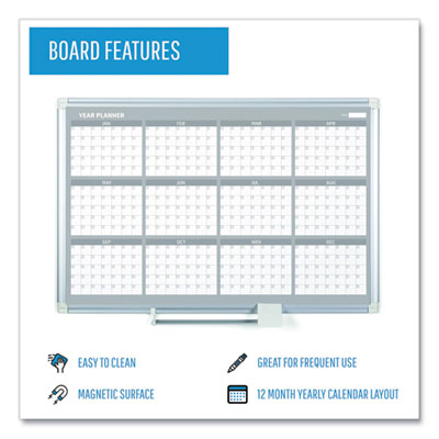 Magnetic Dry Erase Calendar Board, 12-Month Planning/Scheduling, 36