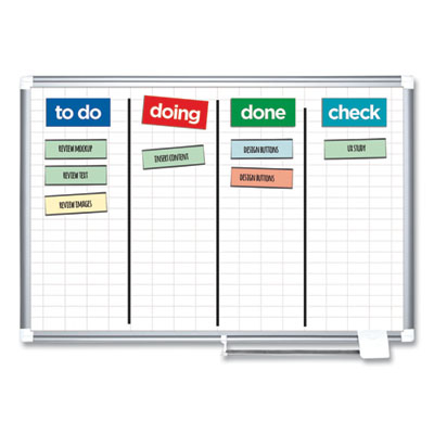Gridded Magnetic Steel Dry Erase Project Planning Board, 1