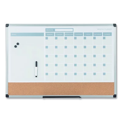 MasterVision 3-in-1 Planner, 24X18, Dry Erase/Calendar/Cork, Alum. Frame BVCMB3507186