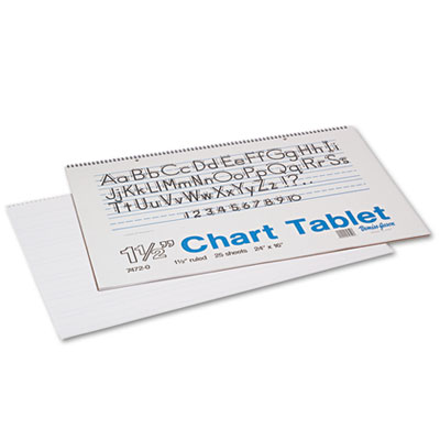 Chart Tablets, Presentation Format (1 1/2" Rule), 25 White 24 x 16 Sheets PAC74720