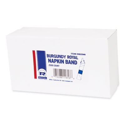 Napkin Bands, Burgundy, 2500/Pack, 8 Packs/Carton