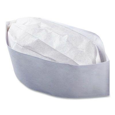 Classy Cap, Crepe Paper, Adjustable, One Size Fits All, White, 100 Caps/Pack, 10 Packs/Carton