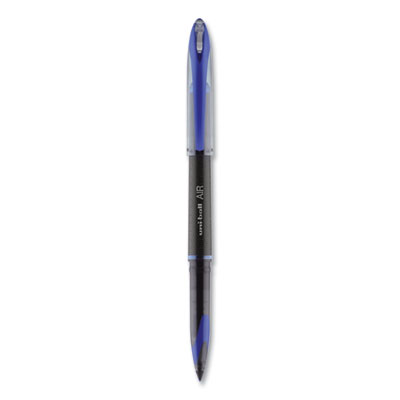 AIR Porous Roller Ball Pen, Stick, Medium 0.7 mm, Blue Ink, Black Barrel, Dozen UBC1927701