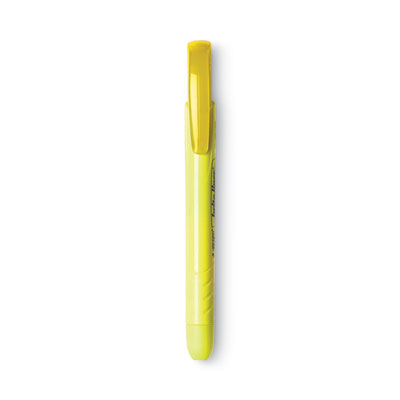 Brite Liner Retractable Highlighter, Fluorescent Yellow Ink, Chisel Tip, Yellow/Black Barrel, Dozen BICBLR11YW