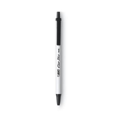 Clic Stic Ballpoint Pen Value Pack, Retractable, Medium 1.2 mm, Black Ink, White Barrel, 60/Pack BICCSM60BK