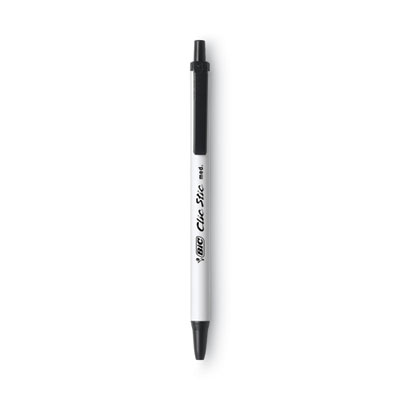 Clic Stic Ballpoint Pen Value Pack, Retractable, Medium 1 mm, Black Ink, White Barrel, 24/Pack BICCSM241BK