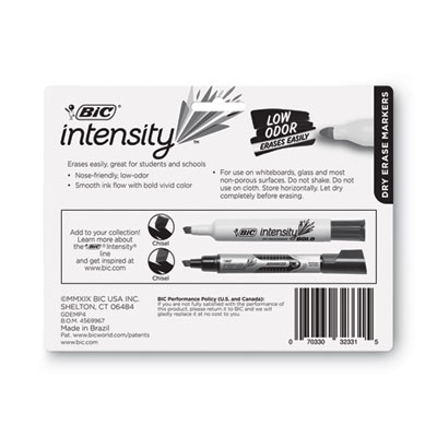 Intensity Bold Tank-Style Dry Erase Marker, Extra-Broad Bullet Tip, Assorted Colors, 4/Set