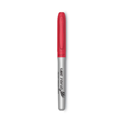 BIC Intensity Fine Tip Permanent Marker, Fine Bullet Tip, Rambunctious Red, Dozen (BICGPM11RD) BICGPM11RD