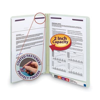 End Tab Pressboard Classification Folders, Two SafeSHIELD Coated Fasteners, 2