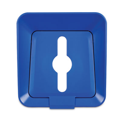 Recycling Container: 23 gal, Square, Black & Blue