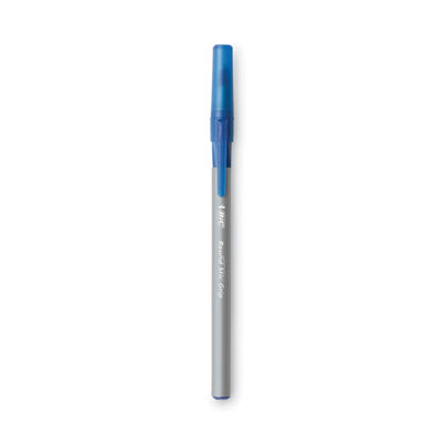 BIC Round Stic Grip Xtra Comfort Ballpoint Pen, Stick, Fine 0.8 Mm, Blue Ink, Gray/blue Barrel, Dozen (BICGSFG11BE) BICGSFG11BE