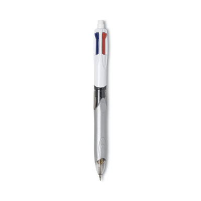 4-Color 3 + 1 Multi-Color Ballpoint Pen/Pencil, Retractable, 1 mm Pen/0.7 mm Pencil, Black/Blue/Red Ink, Gray/White Barrel BICMMLP1AST