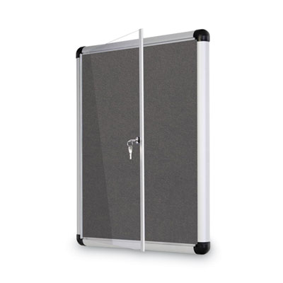 Slim-Line Enclosed Fabric Bulletin Board with One Door, 28