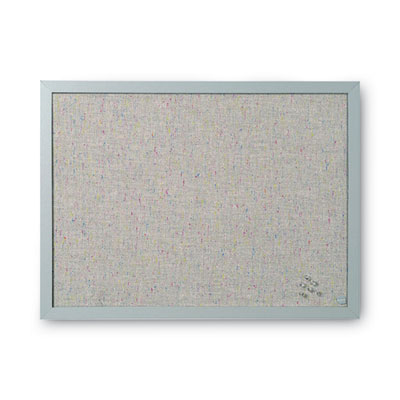 Designer Fabric Bulletin Board, 24X18, Gray Fabric/Gray Frame BVCFB0470608