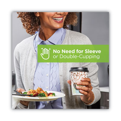 PerfecTouch Paper Hot Cups and Lids Combo, 10 oz, Multicolor, 50 Cups/Lids/Pack