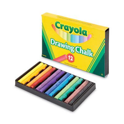 Colored Drawing Chalk, 3.19" x 0.38" Diameter, 12 Assorted Colors 12 Sticks/Set CYO510403