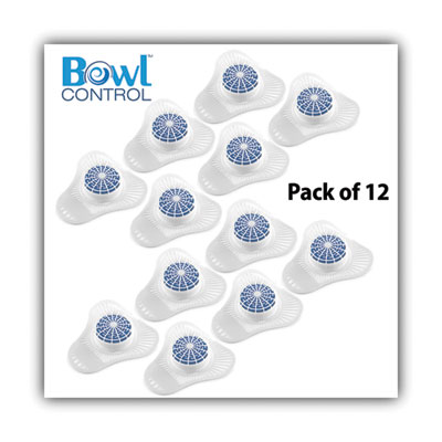 Urinal Screen with Non-Para Deodorizer Block, Cherry Scent, White/Blue, 12/Carton