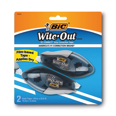 Wite-Out EZ Correct Grip Correction Tape, NonRefill, Smoke Applicator, 0.17