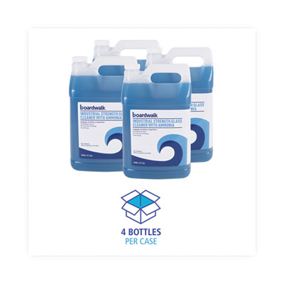 Industrial Strength Glass Cleaner with Ammonia, 1 gal Bottle, 4/Carton