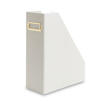 Four-Piece Desk Organization Kit, Magazine Holder/Paper Tray/Pencil Cup/Storage Bin, Chipboard, Gray