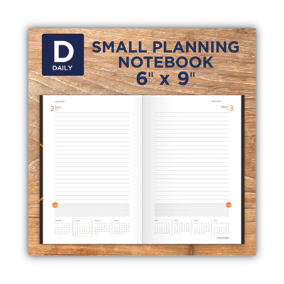 One-Day-Per-Page Planning Notebook, 9 x 6, Dark Brown/Orange Cover, 12-Month (Jan to Dec): 2025