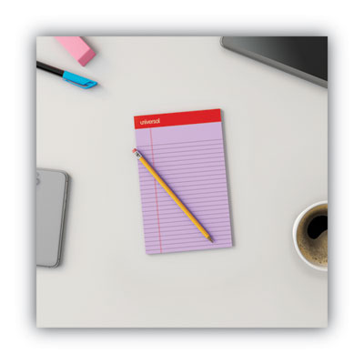 Colored Perforated Ruled Writing Pads, Narrow Rule, 50 Orchid 5 x 8 Sheets, Dozen
