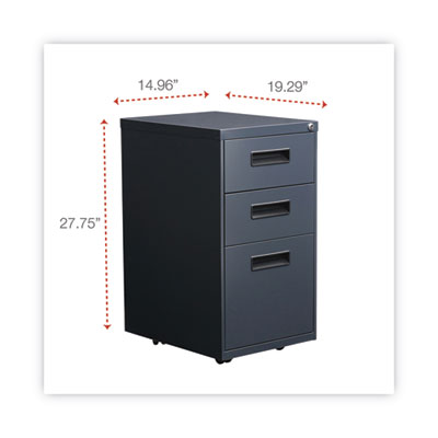 File Pedestal, Left or Right, 3-Drawers: Box/Box/File, Legal/Letter, Charcoal, 14.96