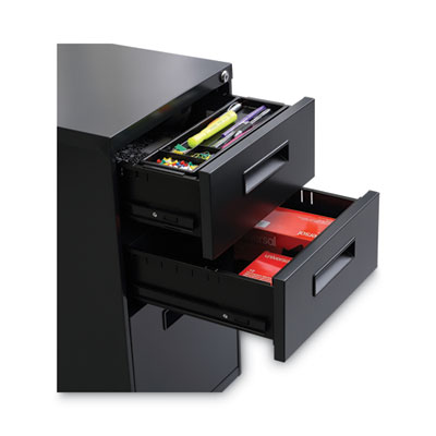 File Pedestal, Left or Right, 3-Drawers: Box/Box/File, Legal/Letter, Charcoal, 14.96