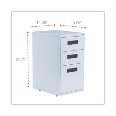 File Pedestal, Left or Right, 3-Drawers: Box/Box/File, Legal/Letter, Light Gray, 14.96