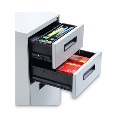 File Pedestal, Left or Right, 3-Drawers: Box/Box/File, Legal/Letter, Light Gray, 14.96