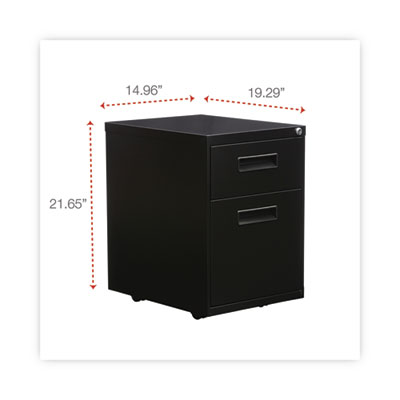 File Pedestal, Left or Right, 2-Drawers: Box/File, Legal/Letter, Black, 14.96