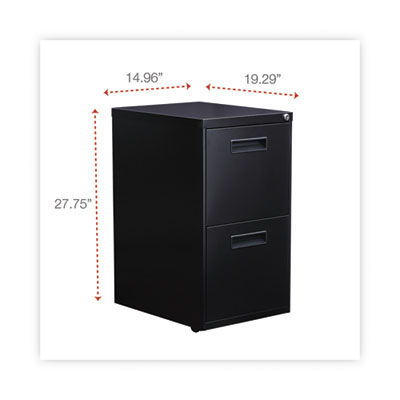 File Pedestal, Left or Right, 2 Legal/Letter-Size File Drawers, Black, 14.96