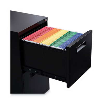 File Pedestal, Left or Right, 2 Legal/Letter-Size File Drawers, Black, 14.96