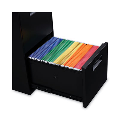 File Pedestal, Left or Right, 2 Legal/Letter-Size File Drawers, Black, 14.96