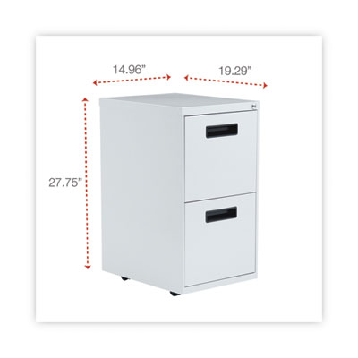 File Pedestal, Left or Right, 2 Legal/Letter-Size File Drawers, Light Gray, 14.96