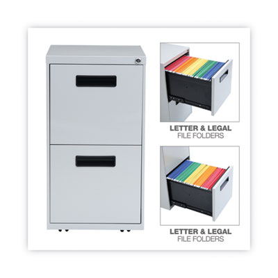 File Pedestal, Left or Right, 2 Legal/Letter-Size File Drawers, Light Gray, 14.96