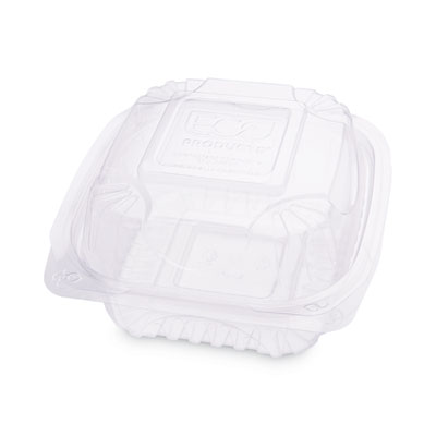 Clear Clamshell Hinged Food Containers, 6 x 6 x 3, 80/Pack, 3 Packs/Carton ECOEPLC6