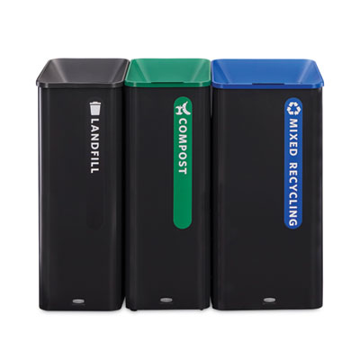 Recycling Container: 15 gal, Square, Black