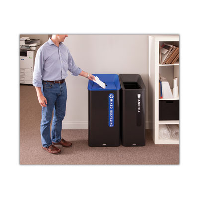 Recycling Container: 15 gal, Square, Black