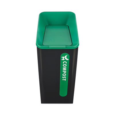 Recycling Container: 15 gal, Square, Black & Green