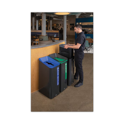 Recycling Container: 15 gal, Square, Black