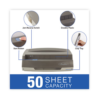 50-Sheet 350MD Electric Three-Hole Punch, 9/32