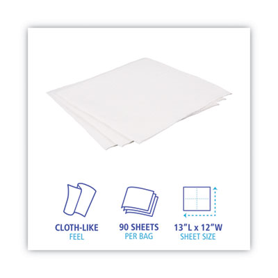 DRC Wipers, 12 x 13, White, 90 Bag, 12 Bags/Carton
