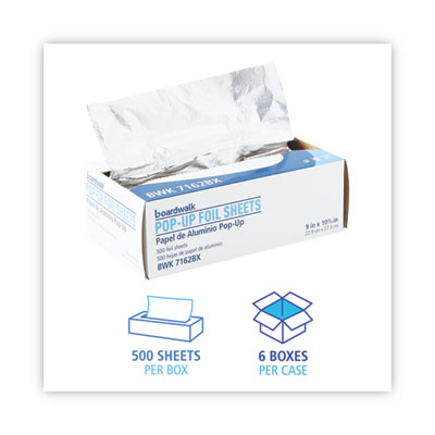 Standard Aluminum Foil Pop-Up Sheets, 63 Gauge, 9 x 10.75, 500/Box, 6 Boxes/Carton